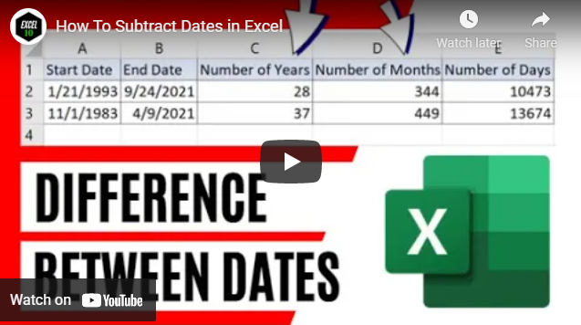 How To Subtract Dates in Excel